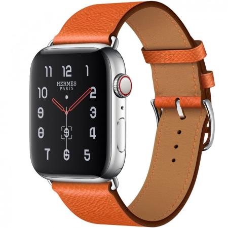 Apple Watch Hermes Series 5, 44mm Stainless Steel Case with Feu Epsom Leather Single Tour Apple Watch Hermes Series 5, 44mm Stainless Steel Case with Feu Epsom Leather Single Tour