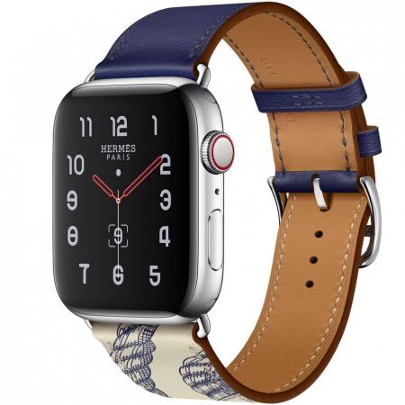 Apple Watch Hermes Series 5, 44mm Stainless Steel Case with Encre Beton Swift Leather Single Tour Apple Watch Hermes Series 5, 44mm Stainless Steel Case with Encre Beton Swift Leather Single Tour