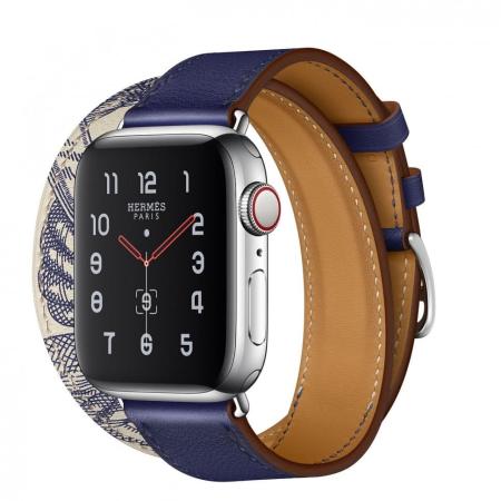 Apple Watch Hermes Series 5, 40mm Stainless Steel Case with Encre Beton Swift Leather Double Tour Apple Watch Hermes Series 5, 40mm Stainless Steel Case with Encre Beton Swift Leather Double Tour