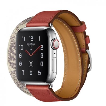 Apple Watch Hermes Series 5, 40mm Stainless Steel Case with Brique Beton Swift Leather Double Tour Apple Watch Hermes Series 5, 40mm Stainless Steel Case with Brique Beton Swift Leather Double Tour