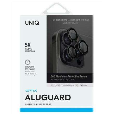 Защита объектива камеры стальной обод и сапфировое стекло UNIQ OPTIX PRIME IPHONE 16 Pro/ 16 Pro Max, металлический черный (BLACK) Защита объектива камеры стальной обод и сапфировое стекло UNIQ OPTIX PRIME IPHONE 16 Pro/ 16 Pro Max, металлический черный (BLACK)