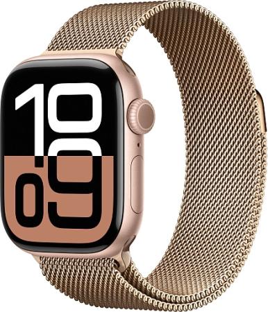 Apple Watch Series 10 46mm Rose Gold Titanium Case with Milanese Loop, Gold Apple Watch Series 10 46mm Rose Gold Titanium Case with Milanese Loop, Gold