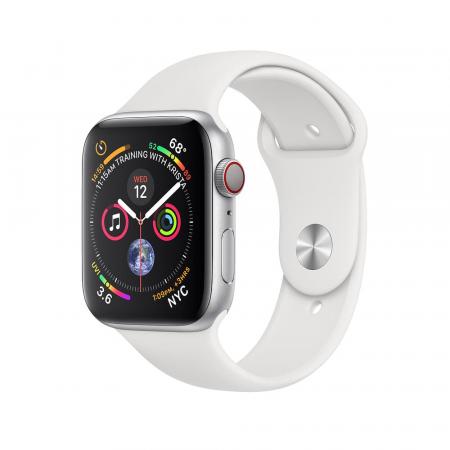 Apple Watch series 4 44mm GPS+Cellular Silver Aluminum Case with White Sport Band Apple Watch series 4 44mm GPS+Cellular Silver Aluminum Case with White Sport Band