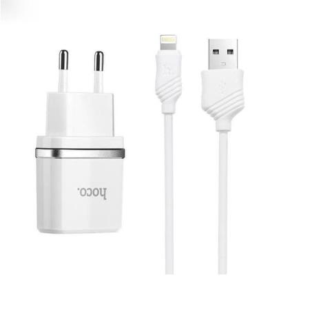 Dual СЗУ Hoco С12  2.4 A  +  кабель для iPhone Lightning (white) Dual СЗУ Hoco С12  2.4 A  +  кабель для iPhone Lightning (white)