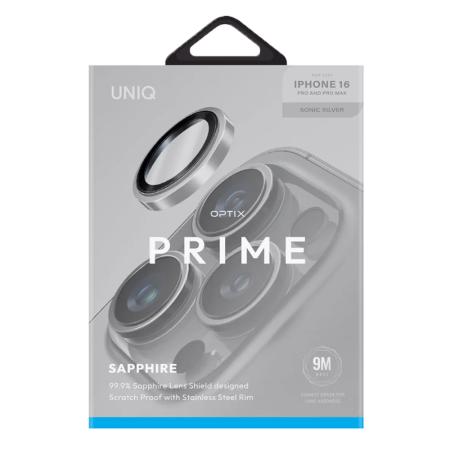 Защита объектива камеры стальной обод и сапфировое стекло UNIQ OPTIX PRIME IPHONE 16 Pro/ 16 Pro Max, серебро (SONIC SILVER) Защита объектива камеры стальной обод и сапфировое стекло UNIQ OPTIX PRIME IPHONE 16 Pro/ 16 Pro Max, серебро (SONIC SILVER)