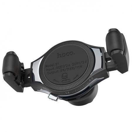 Автомобильный держатель для телефона в дефлектор с беспроводной быстрой зарядкой Hoco S1 - Metal Gray Автомобильный держатель для телефона в дефлектор с беспроводной быстрой зарядкой Hoco S1 - Metal Gray