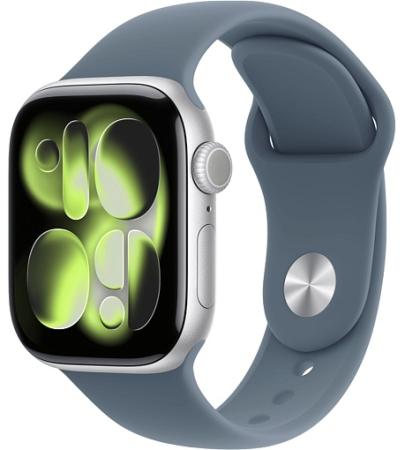 Apple Watch Series 11 46mm Silver Aluminum Case with Sport Band Anchor Blue Apple Watch Series 11 46mm Silver Aluminum Case with Sport Band Anchor Blue