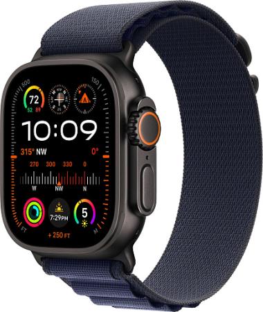 Apple Watch Ultra 2 (2024) 49mm Black Titanium Case with Navy Alpine Loop Small Apple Watch Ultra 2 (2024) 49mm Black Titanium Case with Navy Alpine Loop Small