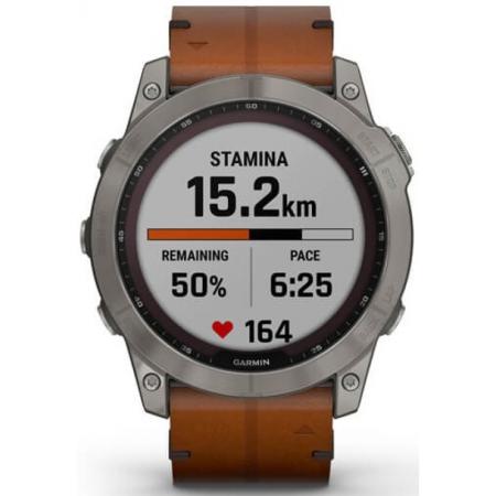 Garmin Fenix 7x Sapphire Solar Titanium / Chestnut Leather Band Garmin Fenix 7x Sapphire Solar Titanium / Chestnut Leather Band