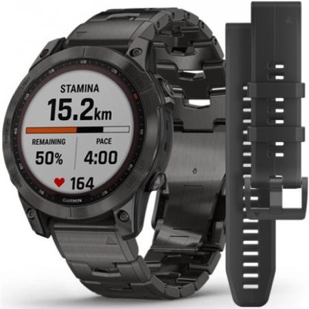 Garmin Fenix 7 Gps Sapphire Solar Carbon Gray DLC Titanium / Black Band  Garmin Fenix 7 Gps Sapphire Solar Carbon Gray DLC Titanium / Black Band