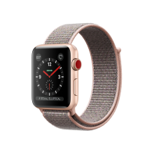 Apple Watch Series 3 38mm GPS+Cellular Gold Aluminum Case with Pink Sand Sport Loop Apple Watch Series 3 38mm GPS+Cellular Gold Aluminum Case with Pink Sand Sport Loop