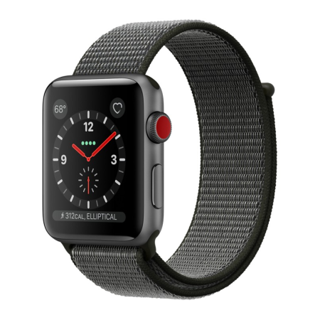 Apple Watch Series 3 42mm GPS+Cellular Space Gray Aluminum Case with Dark Olive Sport Loop Apple Watch Series 3 42mm GPS+Cellular Space Gray Aluminum Case with Dark Olive Sport Loop