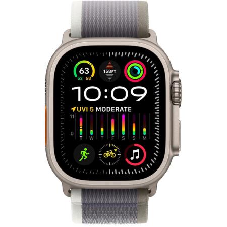 Apple Watch Ultra 2, 49мм, корпус из титана, ремешок Trail цвета «зелёный/серый» Apple Watch Ultra 2, 49мм, корпус из титана, ремешок Trail цвета «зелёный/серый»