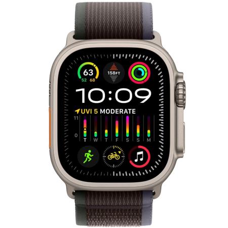 Apple Watch Ultra 2, 49мм, корпус из титана, ремешок Trail цвета «синий/чёрный» Apple Watch Ultra 2, 49мм, корпус из титана, ремешок Trail цвета «синий/чёрный»
