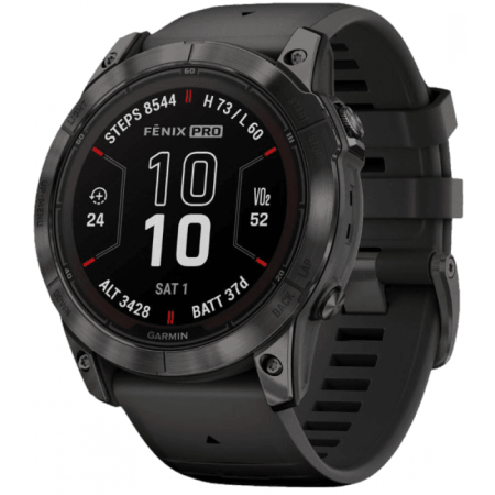 Garmin Fenix 7X Pro Sapphire Solar Carbon Gray DLC Titanium / Black Band Garmin Fenix 7X Pro Sapphire Solar Carbon Gray DLC Titanium / Black Band