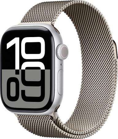 Apple Watch Series 10 46mm Silver Titanium Case with Milanese Loop, Natural Apple Watch Series 10 46mm Silver Titanium Case with Milanese Loop, Natural
