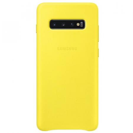 Кожаный чехол Leather Cover Samsung S10 Plus желтый Кожаный чехол Leather Cover Samsung S10 Plus желтый