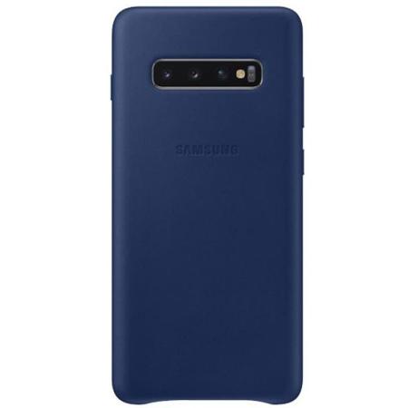 Кожаный чехол Leather Cover Samsung S10 Plus темно-синий Кожаный чехол Leather Cover Samsung S10 Plus темно-синий