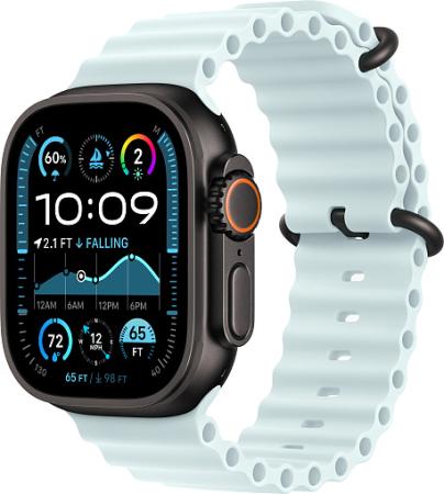 Apple Watch Ultra 2 (2024) 49mm Black Titanium Case with Ice Blue Ocean Band Apple Watch Ultra 2 (2024) 49mm Black Titanium Case with Ice Blue Ocean Band