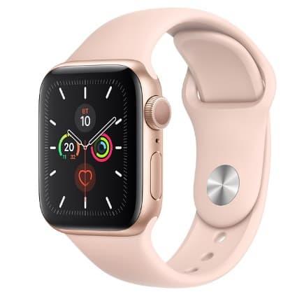 Apple Watch 5 44mm Rose Gold Aluminum Case with Gold Sport Band Apple Watch 5 44mm Rose Gold Aluminum Case with Gold Sport Band